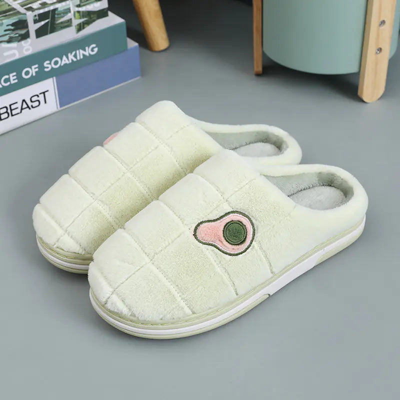Warm Non-Slip Avocado Velvet Indoor Slippers