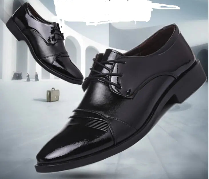 Men's Business Dress Shoes - Patent Leather Lace-Up Casuals