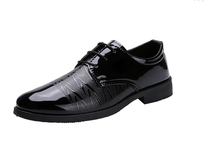 Men's Business Dress Shoes - Patent Leather Lace-Up Casuals
