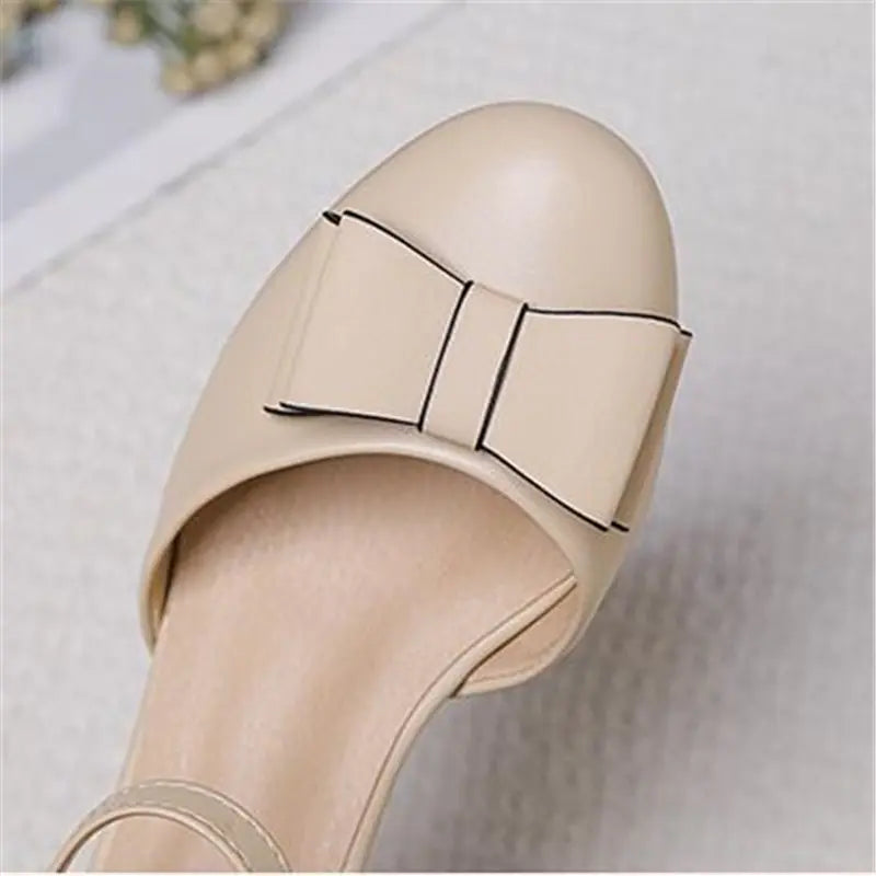 Girls' White Leather High Heel Princess Shoes with Bow