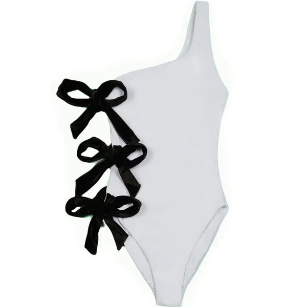 One-Shoulder Solid Color Women's Swimsuit