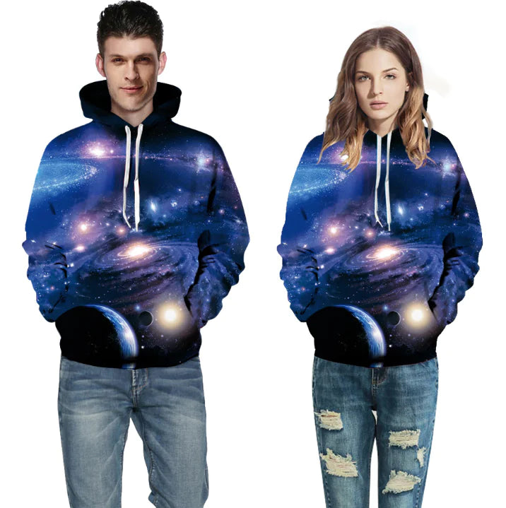 3D Hoodie Sweatshirt, Long Sleeve Couple Baseball Jacket