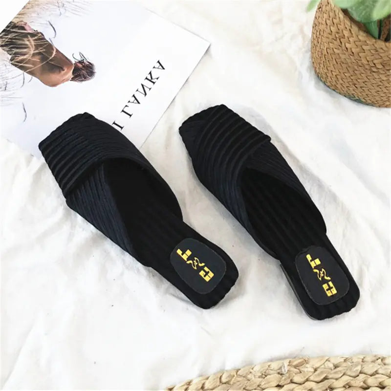Korean Fashion Summer Low Heel Sandals and Slippers