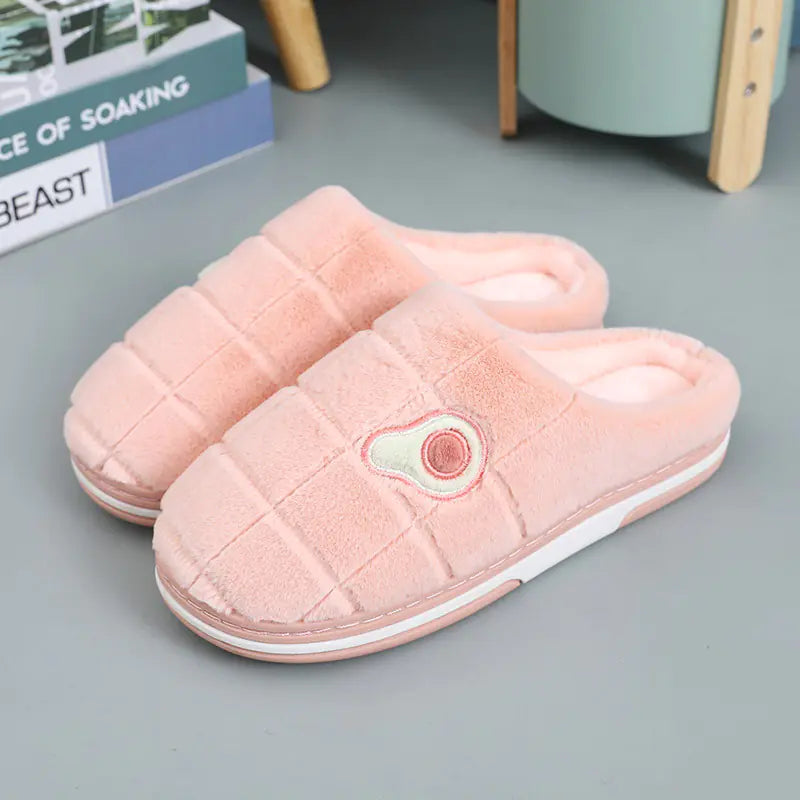 Warm Non-Slip Avocado Velvet Indoor Slippers
