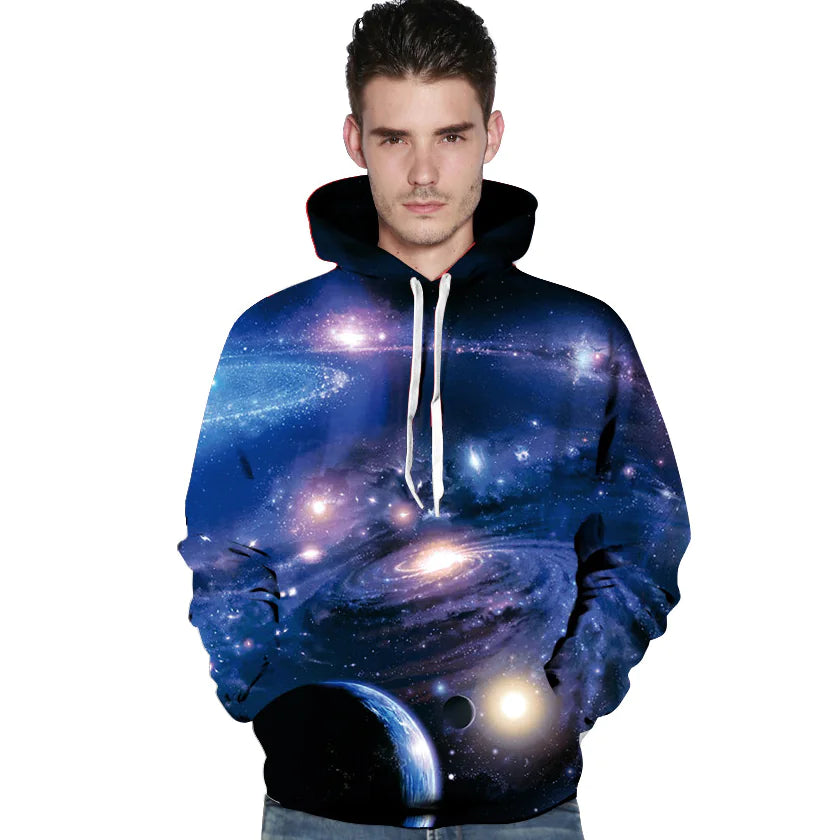 3D Hoodie Sweatshirt, Long Sleeve Couple Baseball Jacket