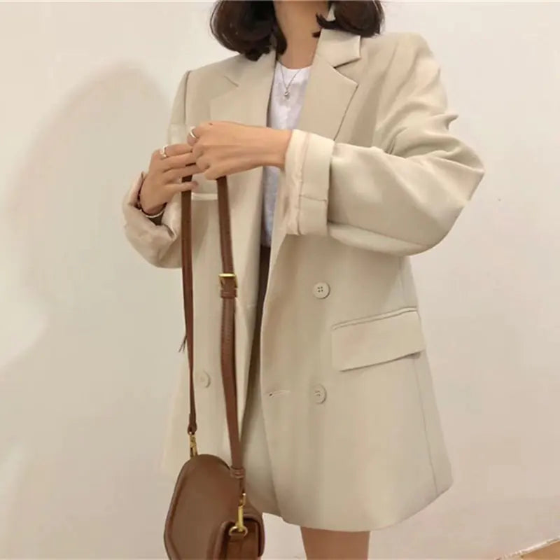 Fashion Beige Suit Set with Skirt for Women